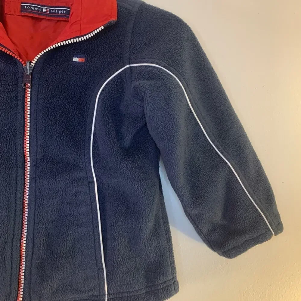 TOMMY HILFIGER Boy’s Red/White/Blue Reversible Zip Up Jacket / Size: Small 5-6